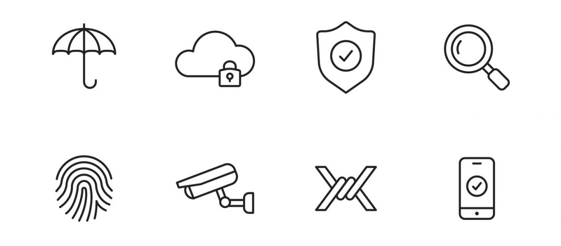 Protection and security line icons